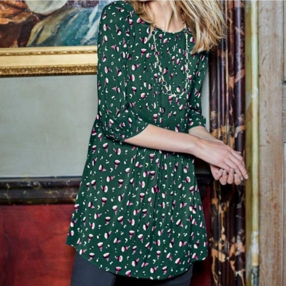 Boden Aurelia Heathland Bud 3/4 Sleeve Tunic Top Size 14R (L)